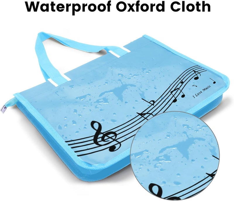BestSounds Piano Bag, Zipper Waterproof Music Book Tote Bag Piano Accessories for Students Kids, Women, Gifts for Musicians (Blue Music) - Image 5